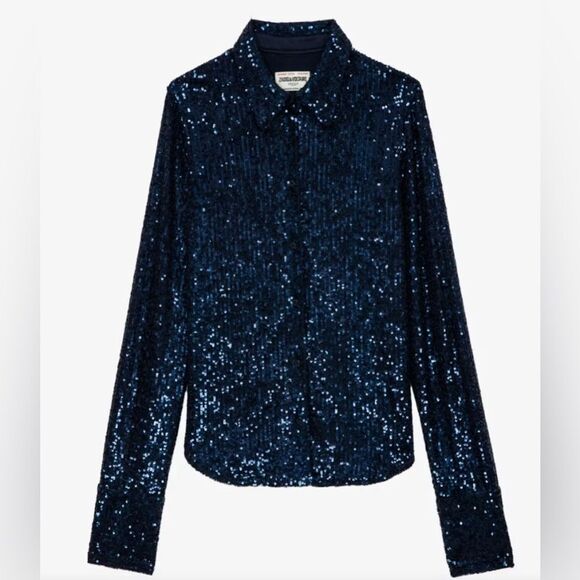 Zadig & Voltaire - NWT Tawny Sequin Shirt - Encre - Picture 4 of 4